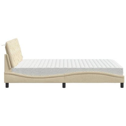 vidaXL Bett mit Matratze Creme 120x200 cm Stoff