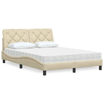vidaXL Bett mit Matratze Creme 120x200 cm Stoff