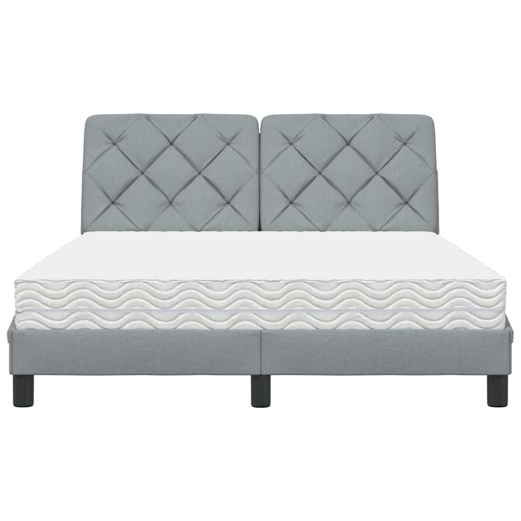 vidaXL Bett mit Matratze Hellgrau 140x190 cm Stoff