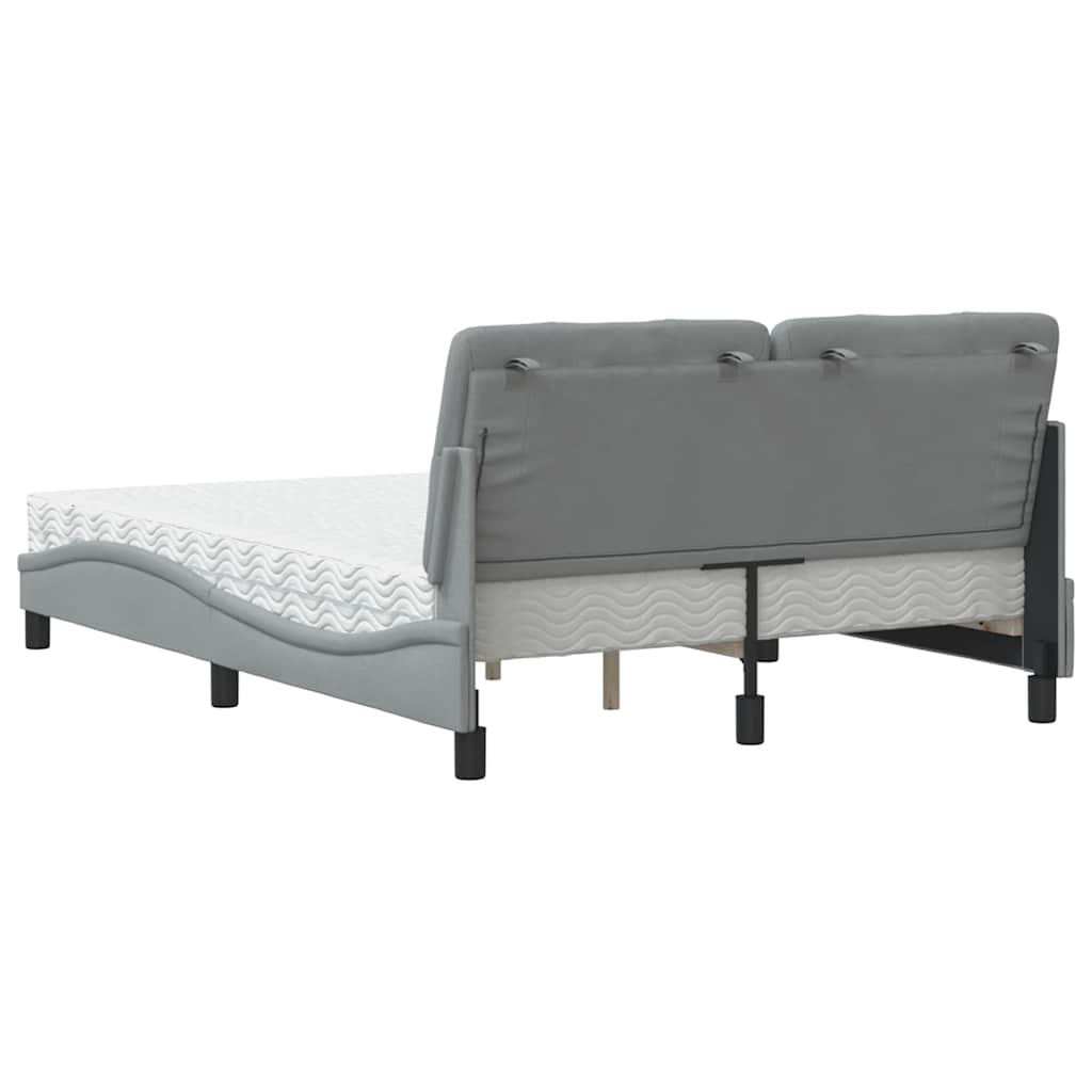 vidaXL Bett mit Matratze Hellgrau 140x190 cm Stoff