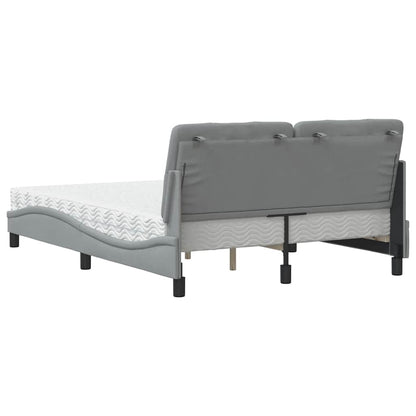 vidaXL Bett mit Matratze Hellgrau 140x190 cm Stoff
