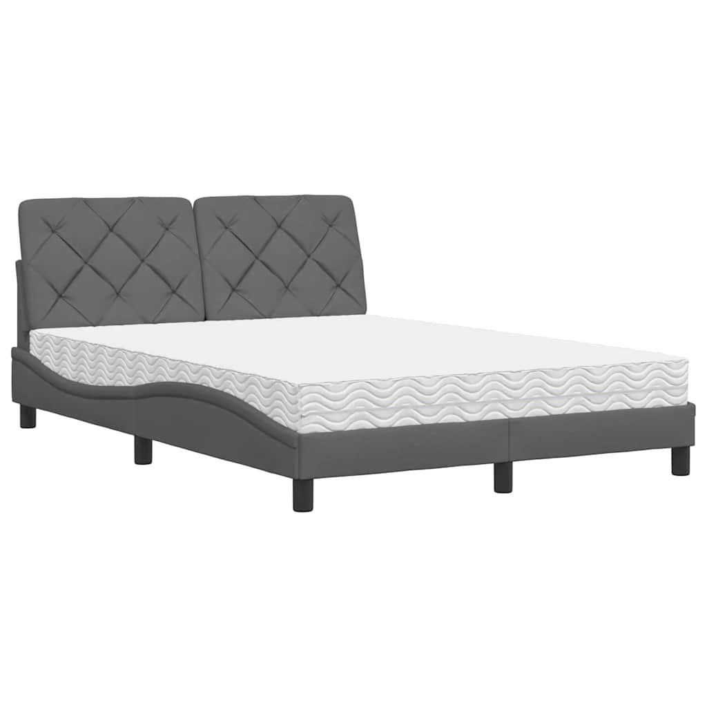 vidaXL Bett mit Matratze Dunkelgrau 140x190 cm Stoff