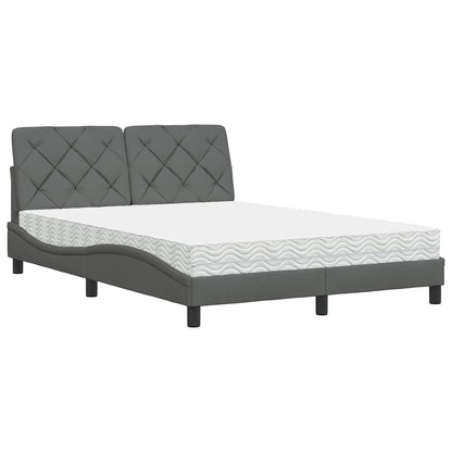 vidaXL Bett mit Matratze Dunkelgrau 140x190 cm Stoff
