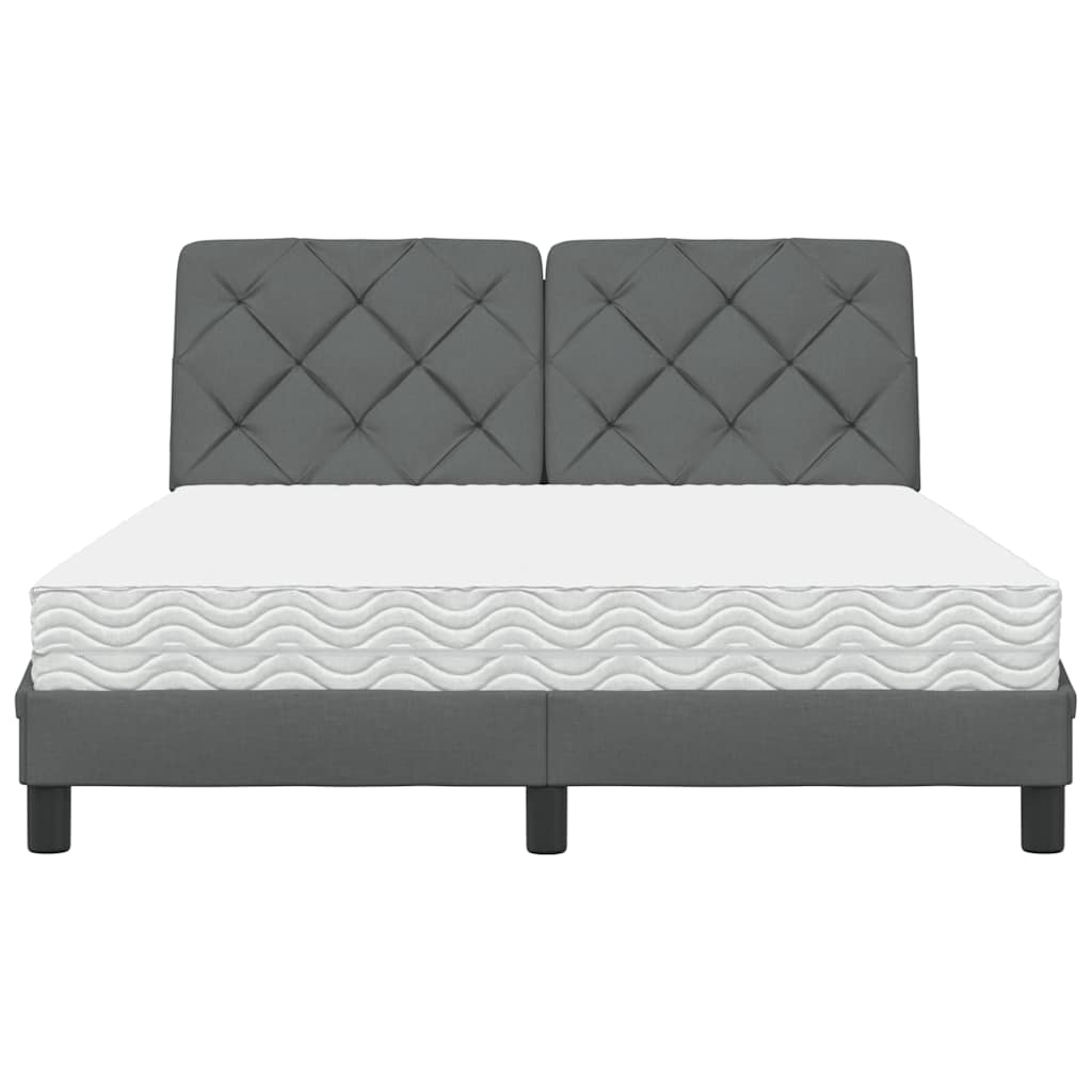 vidaXL Bett mit Matratze Dunkelgrau 140x190 cm Stoff