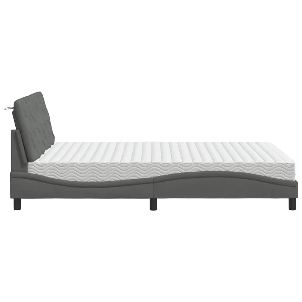 vidaXL Bett mit Matratze Dunkelgrau 140x190 cm Stoff