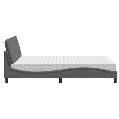 vidaXL Bett mit Matratze Dunkelgrau 140x190 cm Stoff