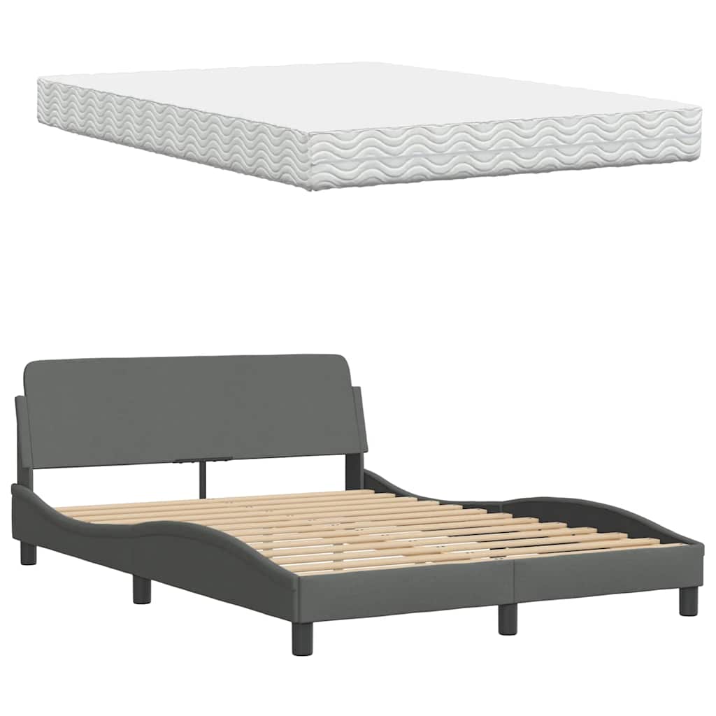 vidaXL Bett mit Matratze Dunkelgrau 140x190 cm Stoff