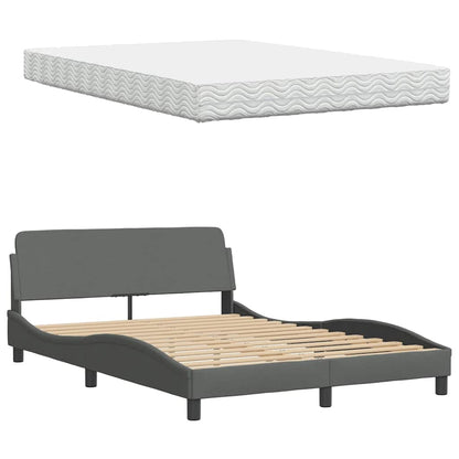 vidaXL Bett mit Matratze Dunkelgrau 140x190 cm Stoff