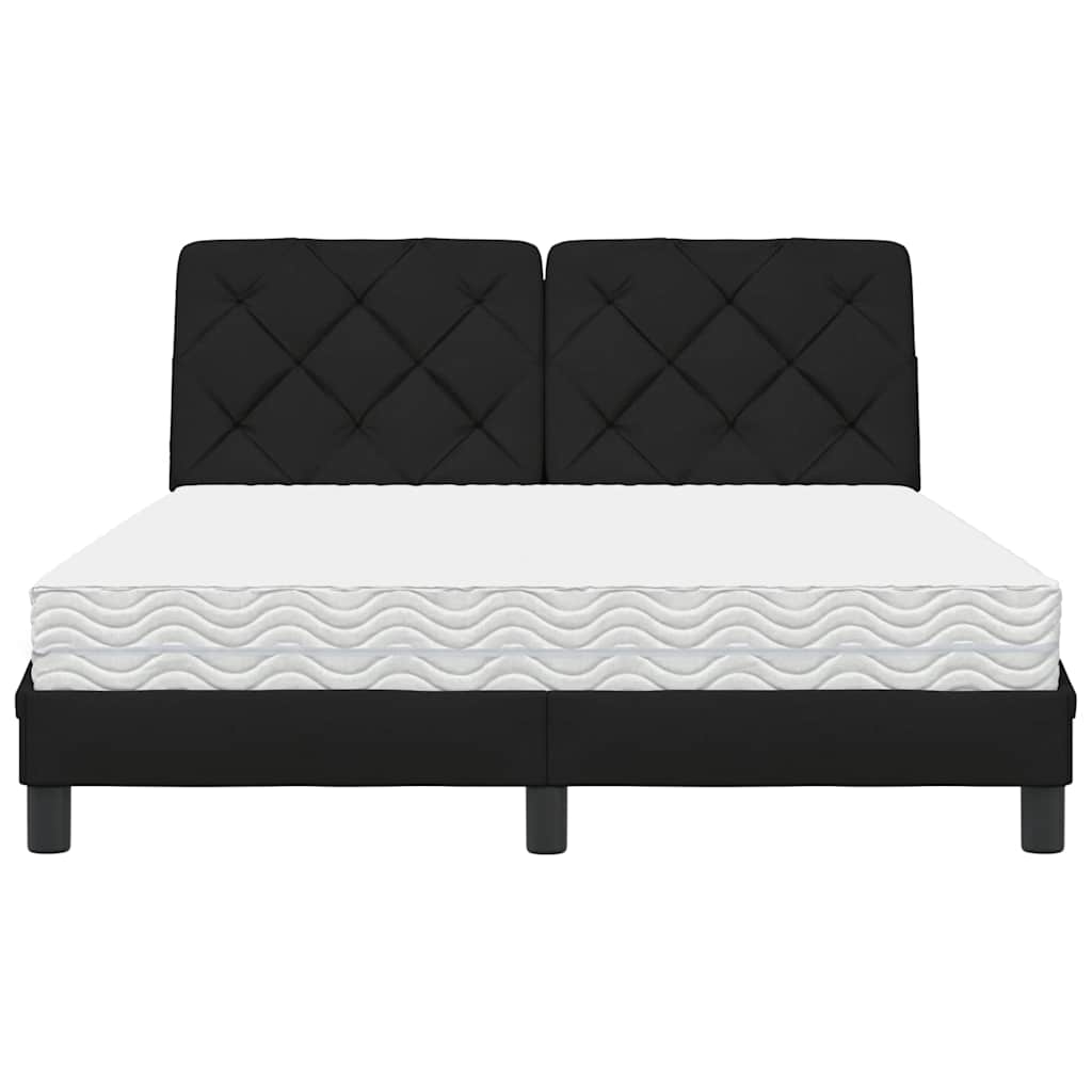 vidaXL Bett mit Matratze Schwarz 140x190 cm Stoff