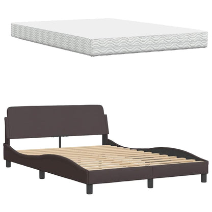 vidaXL Bett mit Matratze Dunkelbraun 140x190 cm Stoff