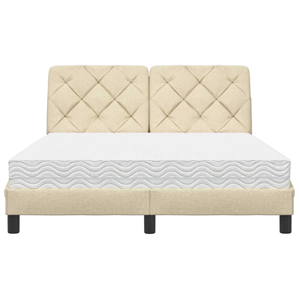 vidaXL Bett mit Matratze Creme 140x190 cm Stoff