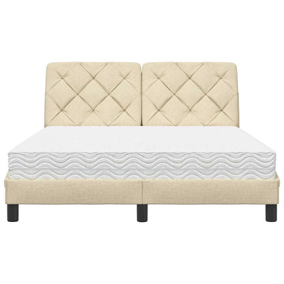 vidaXL Bett mit Matratze Creme 140x190 cm Stoff