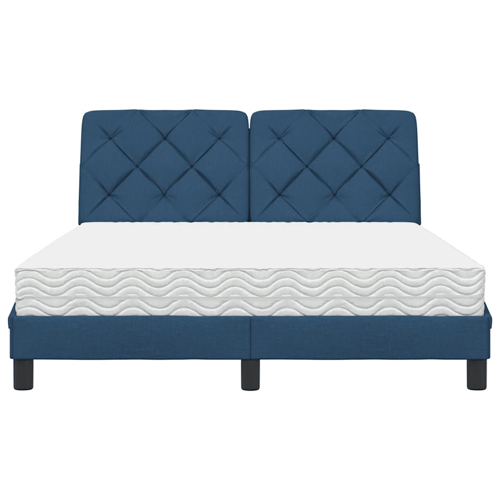 vidaXL Bett mit Matratze Blau 140x190 cm Stoff