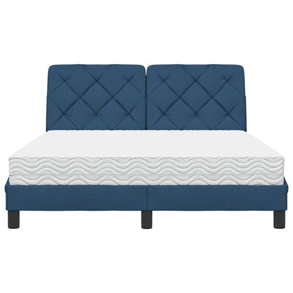 vidaXL Bett mit Matratze Blau 140x190 cm Stoff