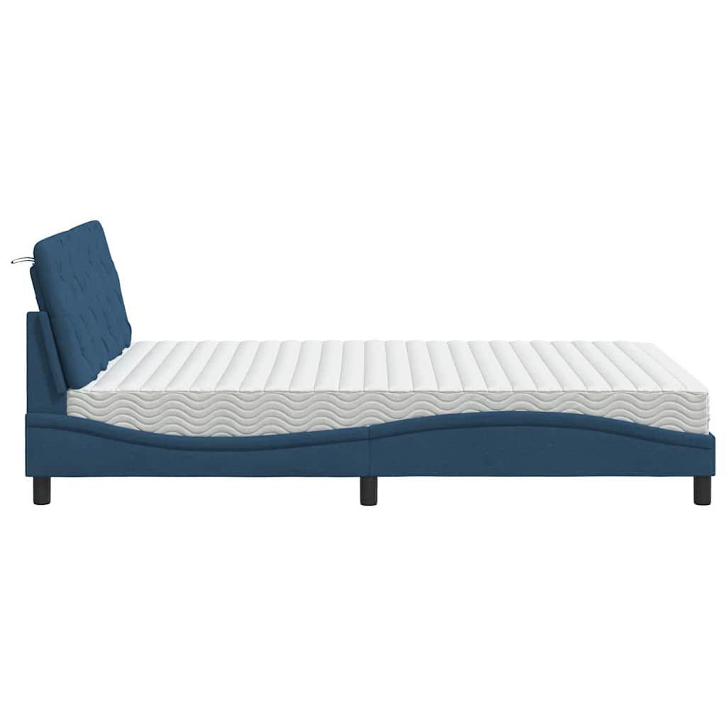 vidaXL Bett mit Matratze Blau 140x190 cm Stoff