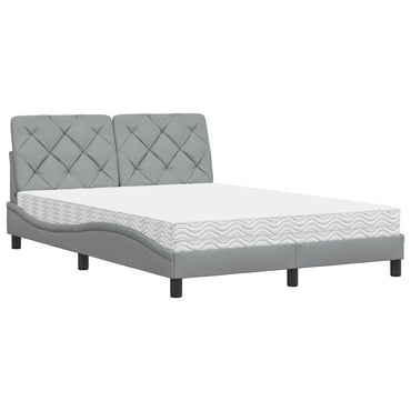 vidaXL Bett mit Matratze Hellgrau 140x200 cm Stoff