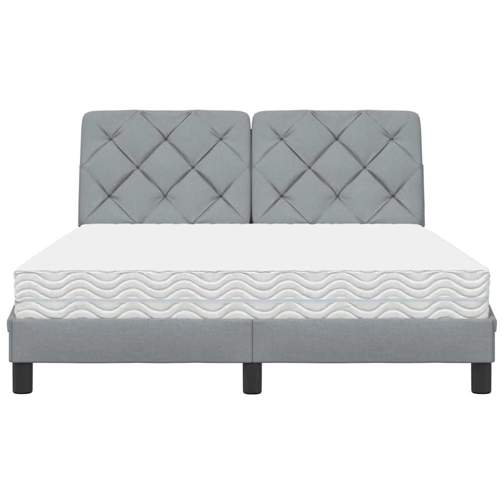 vidaXL Bett mit Matratze Hellgrau 140x200 cm Stoff