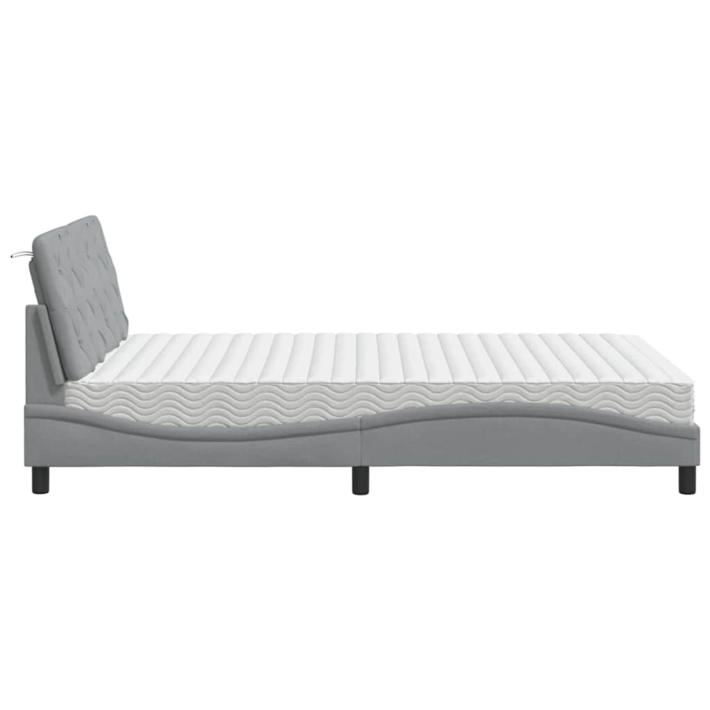 vidaXL Bett mit Matratze Hellgrau 140x200 cm Stoff