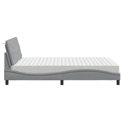 vidaXL Bett mit Matratze Hellgrau 140x200 cm Stoff