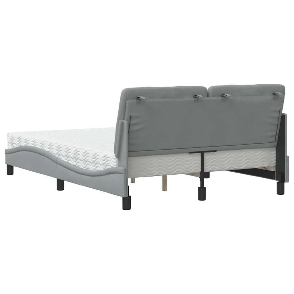 vidaXL Bett mit Matratze Hellgrau 140x200 cm Stoff