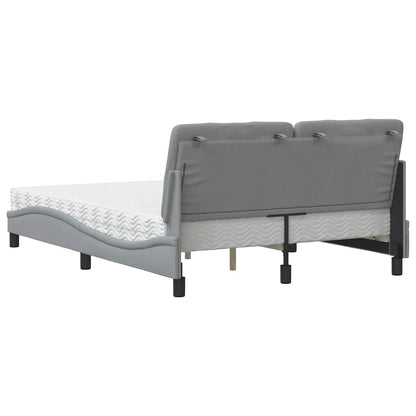 vidaXL Bett mit Matratze Hellgrau 140x200 cm Stoff