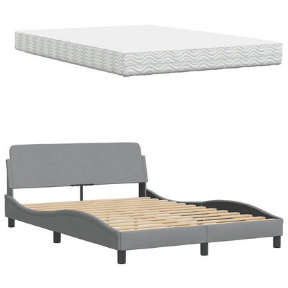 vidaXL Bett mit Matratze Hellgrau 140x200 cm Stoff