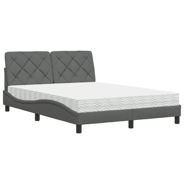 vidaXL Bett mit Matratze Dunkelgrau 140x200 cm Stoff