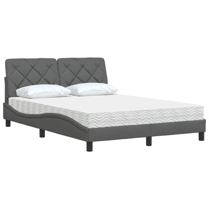 vidaXL Bett mit Matratze Dunkelgrau 140x200 cm Stoff