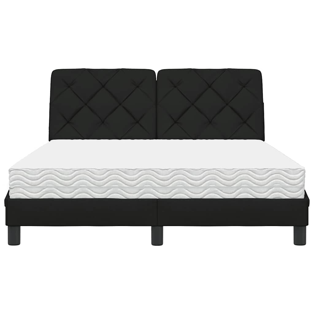 vidaXL Bett mit Matratze Schwarz 140x200 cm Stoff