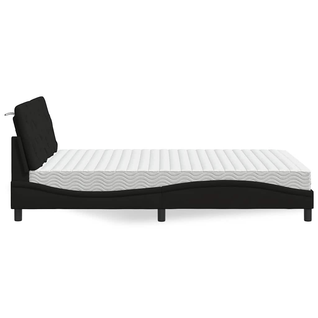 vidaXL Bett mit Matratze Schwarz 140x200 cm Stoff