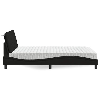 vidaXL Bett mit Matratze Schwarz 140x200 cm Stoff