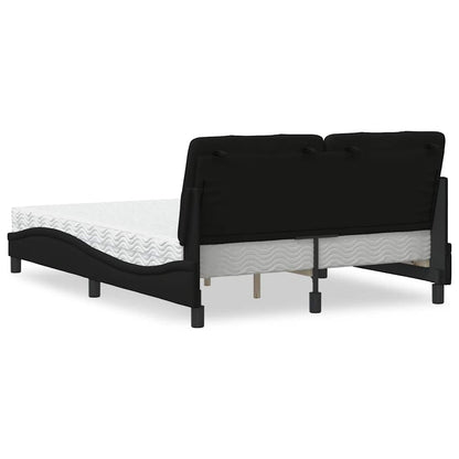 vidaXL Bett mit Matratze Schwarz 140x200 cm Stoff