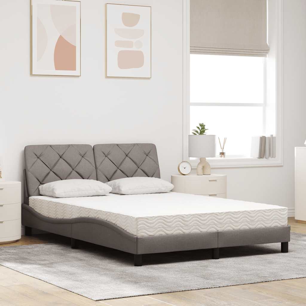 vidaXL Bett mit Matratze Taupe 140x200 cm Stoff