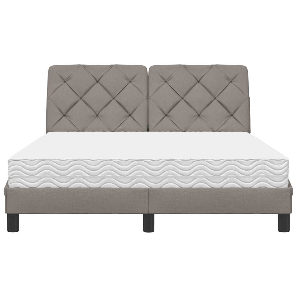 vidaXL Bett mit Matratze Taupe 140x200 cm Stoff