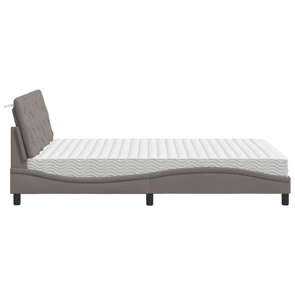 vidaXL Bett mit Matratze Taupe 140x200 cm Stoff