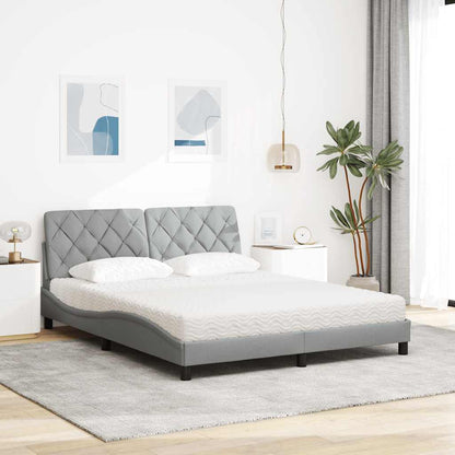 vidaXL Lit avec matelas Gris clair 160x200 cm Tissu