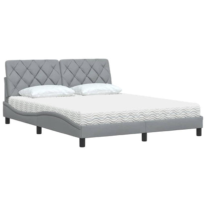 vidaXL Lit avec matelas Gris clair 160x200 cm Tissu