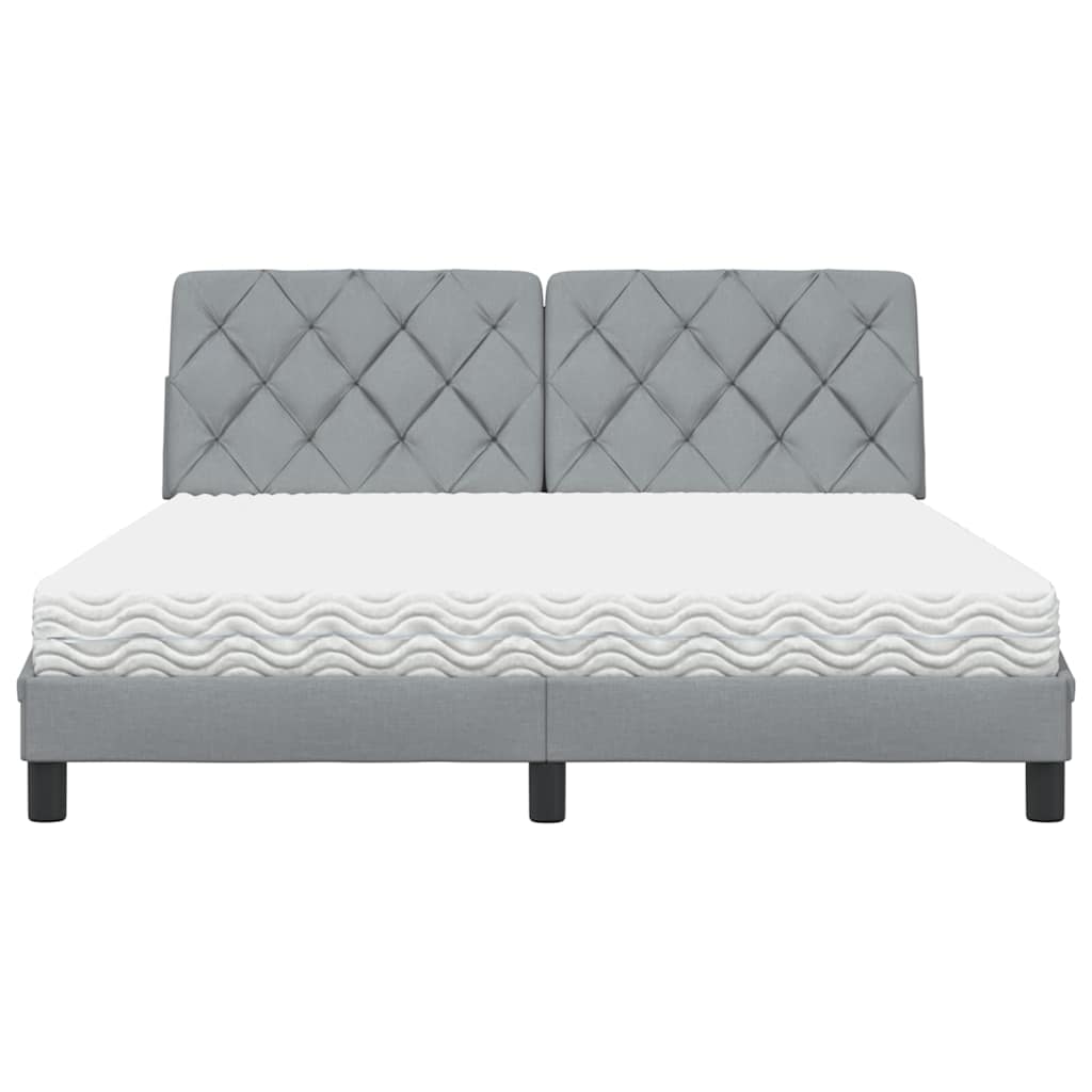 vidaXL Lit avec matelas Gris clair 160x200 cm Tissu