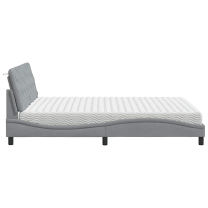 vidaXL Lit avec matelas Gris clair 160x200 cm Tissu