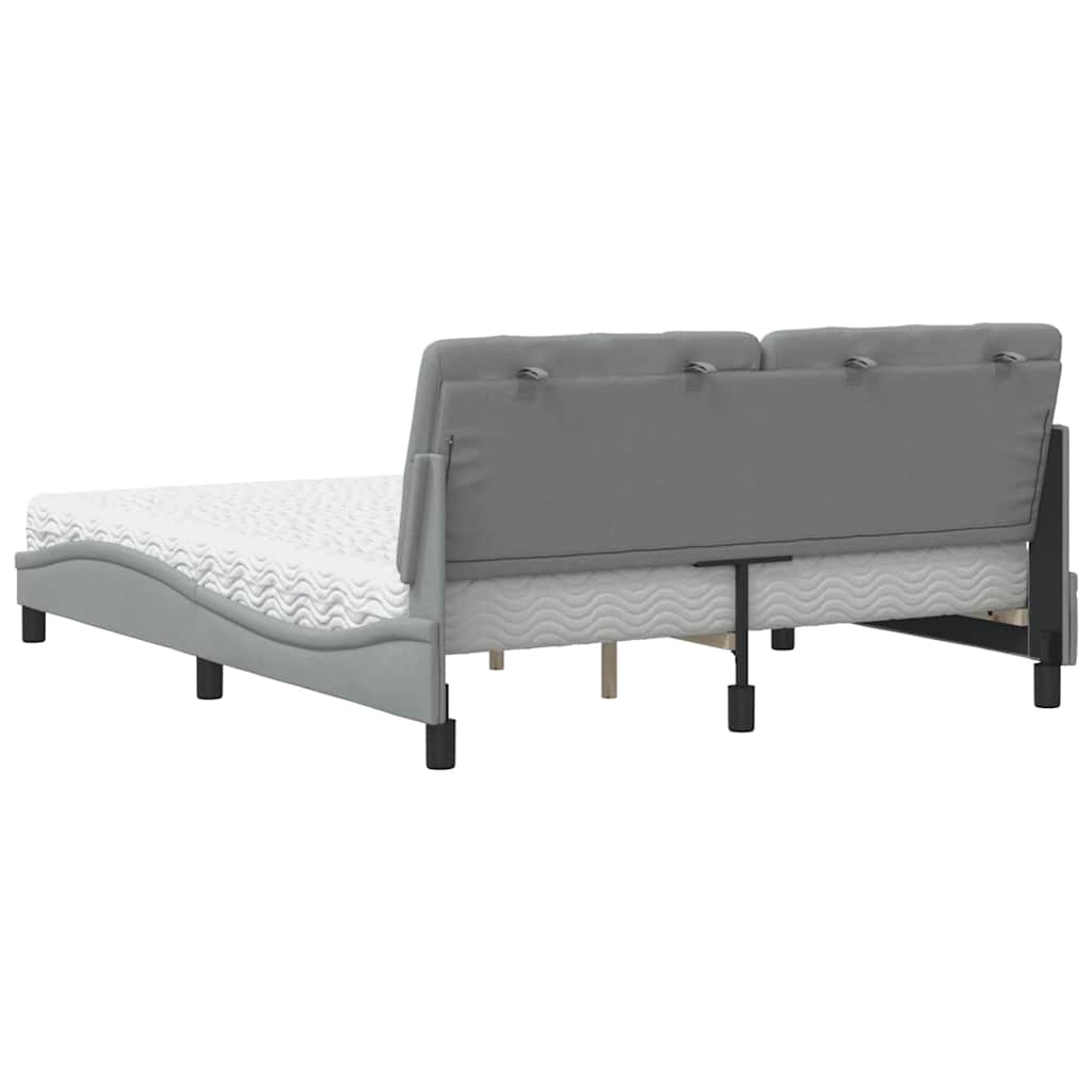 vidaXL Lit avec matelas Gris clair 160x200 cm Tissu