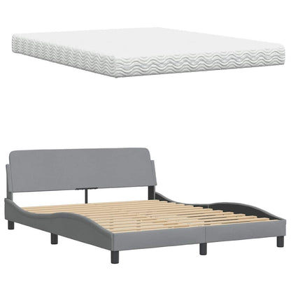 vidaXL Lit avec matelas Gris clair 160x200 cm Tissu
