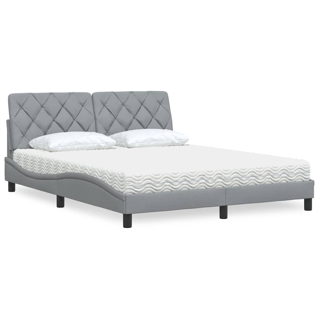vidaXL Lit avec matelas Gris clair 160x200 cm Tissu