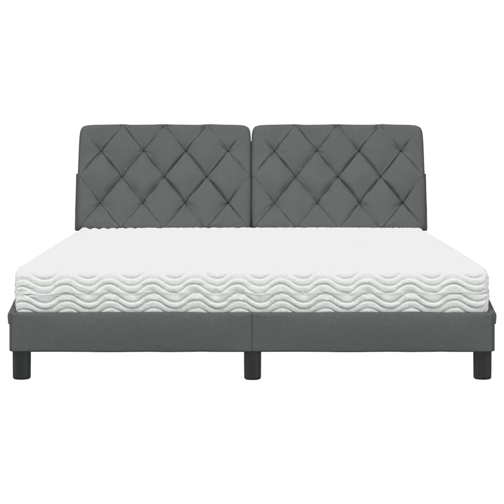 vidaXL Bett mit Matratze Dunkelgrau 160x200 cm Stoff
