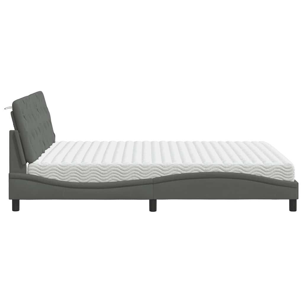 vidaXL Bett mit Matratze Dunkelgrau 160x200 cm Stoff