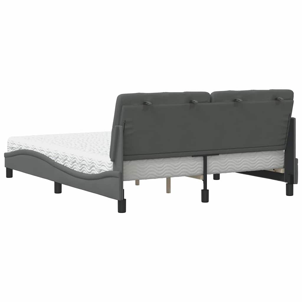 vidaXL Bett mit Matratze Dunkelgrau 160x200 cm Stoff