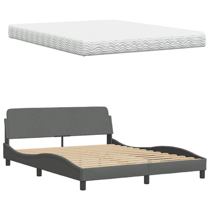 vidaXL Bett mit Matratze Dunkelgrau 160x200 cm Stoff