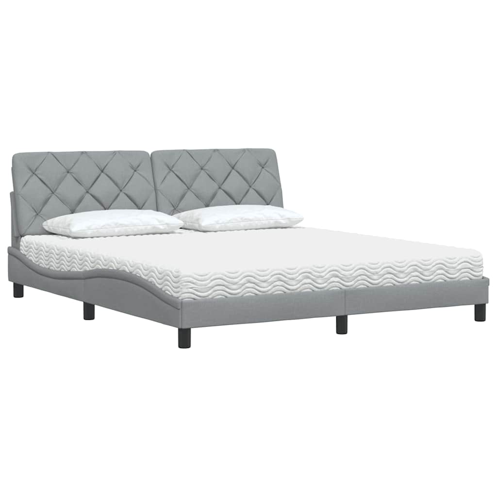 vidaXL Lit avec matelas Gris clair 180x200 cm Tissu