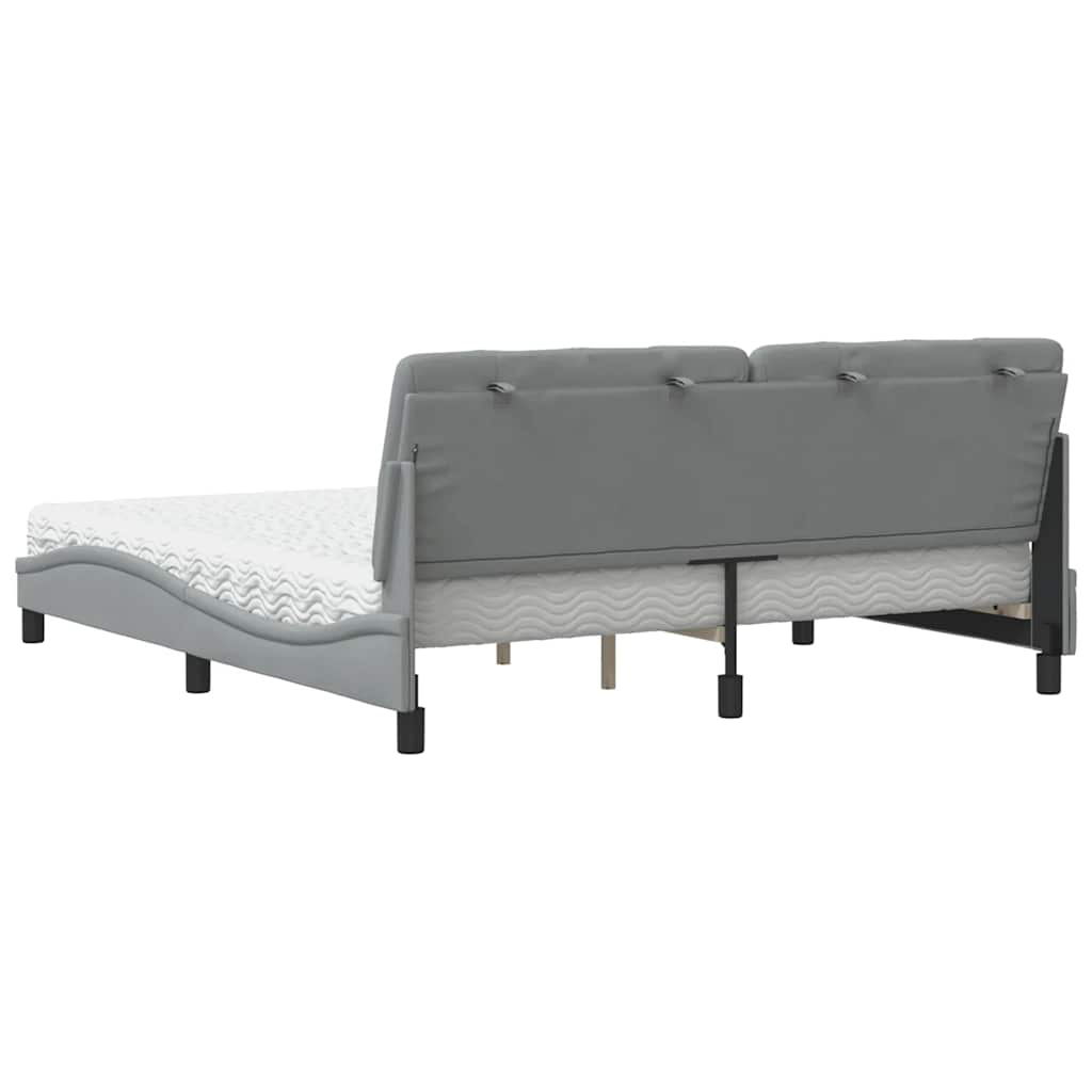 vidaXL Lit avec matelas Gris clair 180x200 cm Tissu
