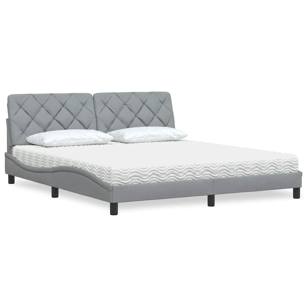 vidaXL Lit avec matelas Gris clair 180x200 cm Tissu