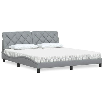 vidaXL Lit avec matelas Gris clair 180x200 cm Tissu